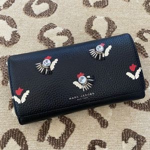 Marc Jacobs limited edition Tulip rhinestones Wallet Black red.